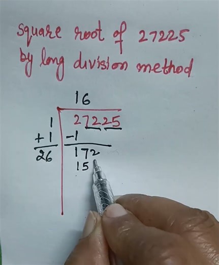 square root of 27225 by long division method