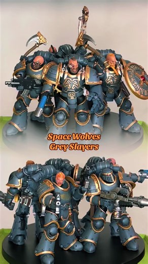 JoyToy Warhammer 30k Space Wolves Grey Slayer Pack, squad 1-2 up and ready. With slight repaint to the figures and weapons and mix of parts. #spacemarine #joytoywarhammer30k #warhammer30k #spacewolves #joytoykitbash