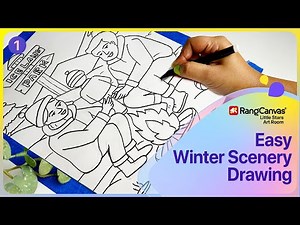 Easy Winter Scenery Drawing with Oil Pastels | Step by Step Winter Scenery Drawing for Beginners