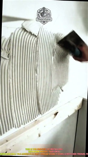 Hexagon Mosaic Tile Installation | Precise Kitchen Backsplash Tiling Technique #shorts