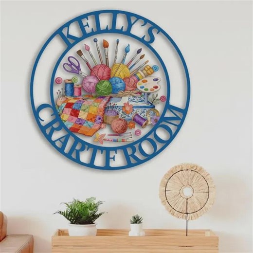 Personalized Craft Room Metal Sign, Custom Name Sewing Knitting Art Sign, Hobby Room Decor for Makers - Etsy