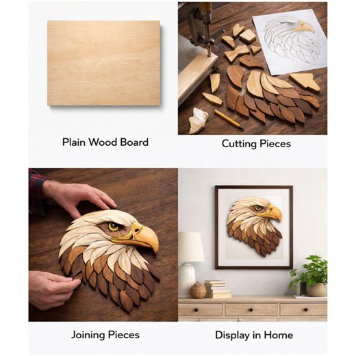 Eagle Intarsia Digital Wall Art | Wooden Design Pattern Printable | Wood Art Blueprint | Rustic Wildlife Wall Decor | DIY Woodcraft Art - Etsy