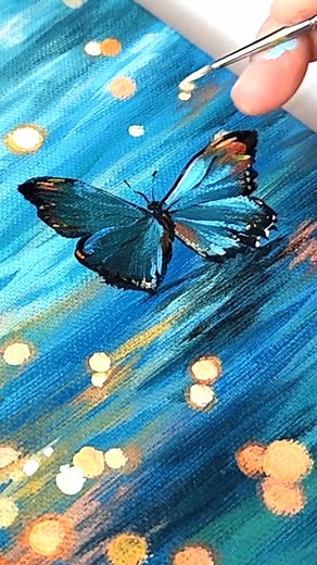83K views · 1.5K reactions | How to paint a Blue Butterfly on a Blue Wave / Acrylic Painting | MAY Art. | Facebook