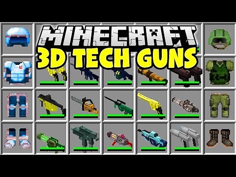 Minecraft 3D TECH GUNS MOD | NUKES, DEATH RAY GUN, AK47!!