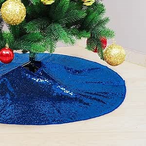 Partisout 36 Inch Sequin Tree Skirt - Fuchsia Pink Glitter Christmas Tree Skirt, Cotton Base, Colorful and Festive for Christmas and Halloween Decorations