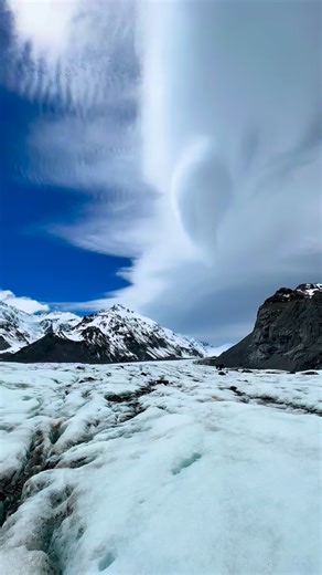 Pretty amazing weather front forming a northwest arch over the Tasman Glacier today! | Tori Harp