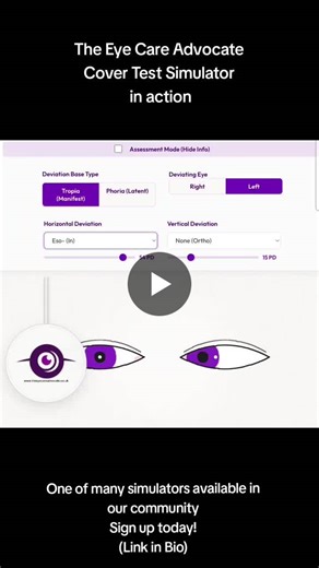 The Cover Test simulator is one of the first (and most popular) simulators that feature within The Eye Care Advocate Community platform. It allows for configuration of horizontal and vertical (with… | The Eye Care Advocate