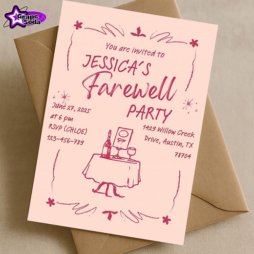 Rustic Dinner Farewell Party Invitation, Goodbye Dinner Invite, Moving Editable Goodbye Invite, Printable Going Away Party Invite for Adults - Etsy