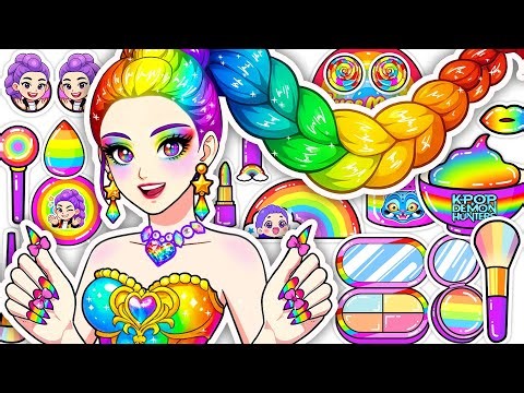 🌈Paper DIY🌈KPOP Demon Hunters Rumi Colorful Mermaid Hair Care, Skincare & Makeup Blind Bag Unboxing