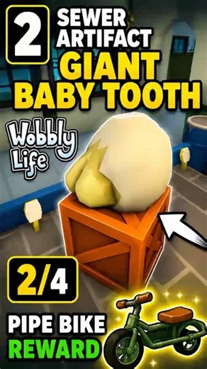Giant Baby Tooth Artifact 🦷 | Wobbly Life Sewer Artifact 2/4