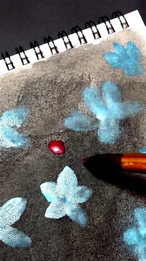 Painting Blue Floral Pattern on a Dark Background #art #drawing