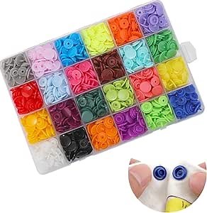[240 Sets] Abruga Snaps Buttons, T5(12mm) Resin Plastic Snaps Button, 24 Colors No-Sew Buttons with Organizer Storage Case for Clothing, Leather, Rain Coat, Bibs, Crafting Sewing