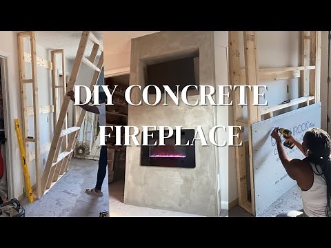 DIY Concrete/Cement Fireplace | Using Electric Fireplace Insert from Amazon