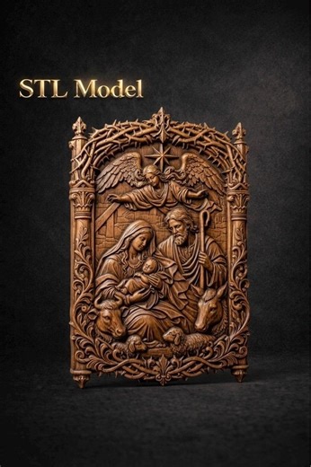 Nativity Scene STL | CNC Wood Carving Relief | Christmas Religious 3D Model - Etsy