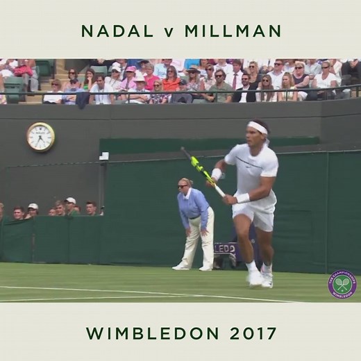 A 34-shot rally finished off with a 4023 RPM forehand winner 😲 On Day 1 of #Wimbledon 2017, Rafa Nadal and John Millman produced one of the rallies of the tournament... | Wimbledon