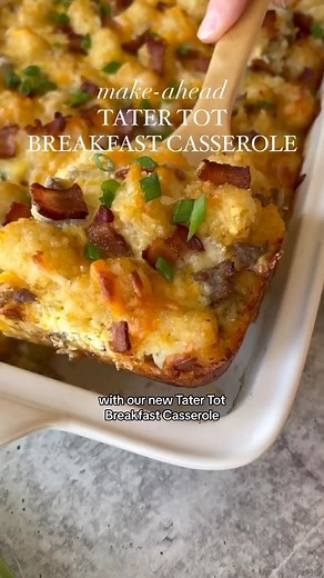Make-Ahead Tater Tot Breakfast Casserole ⭐️ https://therealfooddietitians.com/tater-tot-breakfast-casserole/ Enjoy the breakfast casserole version of a favorite hearty casserole. Enjoy a well-rounded and nourishing breakfast in the casserole featuring breakfast sausage, veggies, bacon, eggs, cheese, and tater tots. #breakfast #breakfastrecipes #breakfastideas #recipes | The Real Food Dietitians