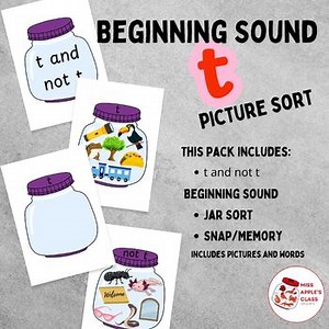 Sorting Initial Sound t and not t | Beginning Sound Activities | Phonics Games