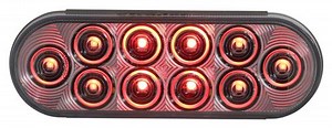Optronics LED Trailer Light - Brake, Tail, Turn - Submersible - Oval - Red w/ Clear Lens Optronics T