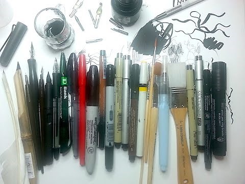 Pen & Ink Drawing Supplies Pt 1 | 10 TYPES of ink drawing instruments