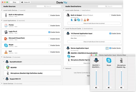 Audinate Dante Via Audio Networking Software