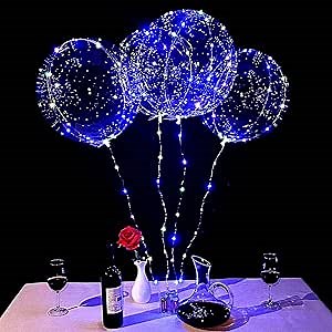 LED Bobo Balloons 10 PACKS,20 Inches Light Up Balloons Helium Style,Glow Bubble Balloon for Christmas Wedding Birthday Valentines Day Halloween Party Supplies Decorations (Colorful)