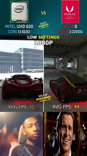 Ryzen 3 2200G VEGA 8 vs I3 8100 UHD 630 - Which Integrated GPU Wins in Gaming? #pcgaming #shorts