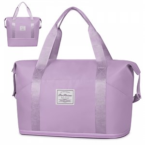 35L Expandable Travel Duffle Bag, Weekender Bag for Women, Carry on Overnight Bag with Wet Pocket, Multipurpose Personal Item Bag Sports Tote Gym Bag Hospital Mom Bag for Labor and Delivery, Purple