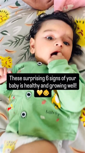 Ekansh_and_mommy on Instagram: "🌼Six sign of your baby healthy and growing well: 1️⃣ your baby farts a lot 💨 This means there digestion is working well. babies swallow air while feeding so passing gas is totally normal. 2️⃣ Baby’s poop 💩 Your baby’s poop looks like mustard breastfeed babies often have yellow, seedy, mustard-like poop-it shows they digesting milk well. 3️⃣ Baby sleep 😴 Your baby startles in sleep 😴 this is called the moro reflex. its a healthy sign of brain nervous system de