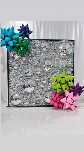 Victoria Dzierza on Instagram: "🪩 🎀🪩🎀🪩🎀 Disco balls and giant bows what else do you need?!?! This truly was a labor of love. It took me a gazillion hours, a gazillion disco balls, and cost a gazillion dollars but so worth it. My disco ball wall is available for rent with or without balloons or oversized bows. I need to give all of the credit to my friend Melody @featheredfoxdesignsla and my engineer sister @lesliebogdnoff My sister normally thinks my ideas are nuts but this time it didn’t 