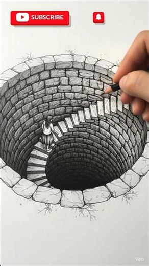 How to Draw a 3D Endless Spiral Staircase #Shorts #drawing