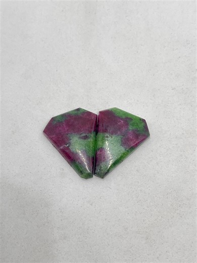 Natural Ruby Zoisite Gemstone Pair, Heart Shape, Red Green Cabochon Making Jewelry - Etsy