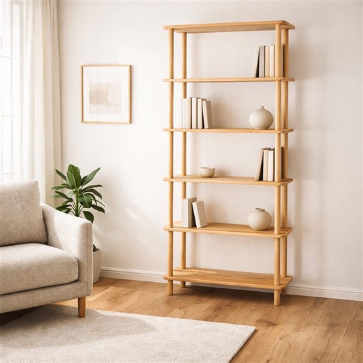 Natural Solid Wood Bookcase . Freestanding Room Divider, Scandinavian Minimalist Bookcase - Etsy