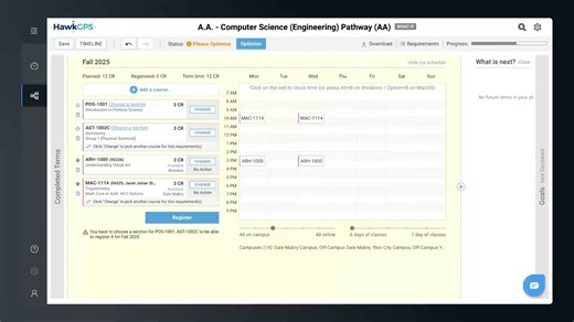 How to select a section and register for classes
