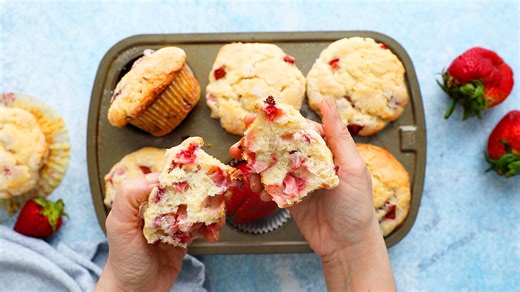 One Bowl Strawberry Muffins are Jam-Packed with Fresh Strawberries.