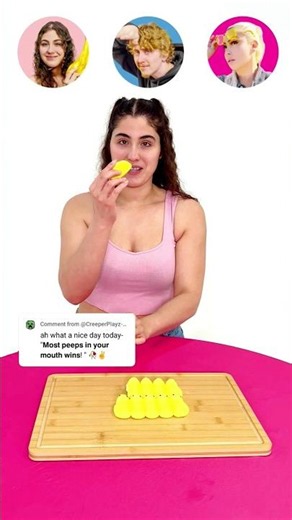 Most peeps in your mouth wins! 🐥🏆 #challenge #fyp #shorts #comedy #funny #trending #viral