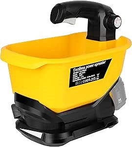 Seed Spreader for Dewalt 20V/60V Li-ion Battery, Handheld Power Spreader 3.7L Large Capacity for Grass Seed, Fertilizer, Salt and De-icer Available Year-Round(NOT Include Battery), Yellow