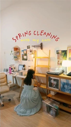 Spring cleaning my CD & vinyl shelf with my cats ✨🤍 #taylorswift #opalite