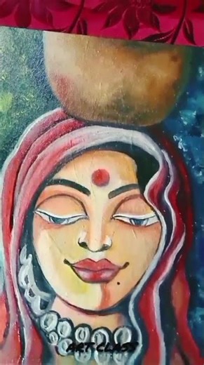 Beautiful Indian cultural woman drawing🎨 #oilpainting #artclass #like #share #painting #comments