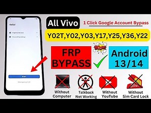 All Vivo Y02t,Y02,Y03,Y17,Y22,Y25,Y36 FRP Bypass/Unlock Google Account Lock Android 13/14 Without Pc