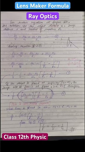 Lens Maker Formula for double convex lens | Ray Optics | Physic Class 12th