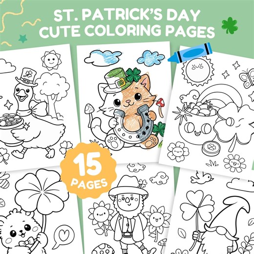 Easy St. Patricks Day Coloring Pages for Kids, Printable Activity Sheets, St Patrick Crafts - Etsy