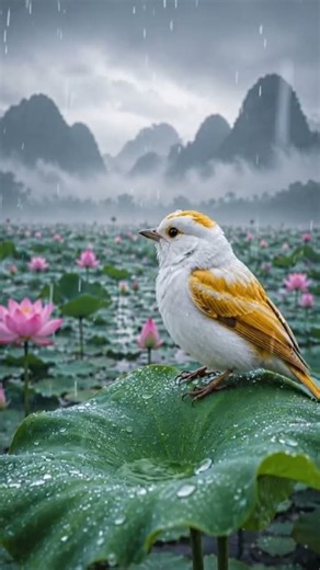 Morning in lotus lake🍀🍀💧 #birds #sleepmusic #birdsong #rainsounds #nature #shorts