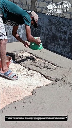 Satisfying Concrete Floor Finishing Technique | Manual Smoothing Process Step-by-Step.