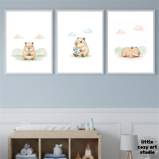 Capybara Nursery Art Prints, Watercolor Animal Decor (digital Download) - Etsy