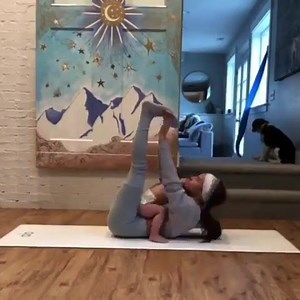 Happy baby pose with a happy baby!😍 • Visit Alo Moves to try out yoga classes while you’re at home!💕 https://bit.ly/2XCo1CS | Alo Yoga