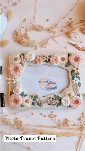 Pastel Floral embroidery photo frame 🖼️ ✨ #handembroidery #embroiderypatterns