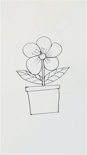 Easy flower pot drawing| How to draw a flower pot step by step tutorial
