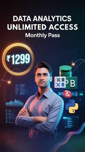 Master Data Analytics with a single monthly pass. Unlimited access to industry-ready courses, tools & projects. 📊 Excel | Power BI | Python 💰 ₹1299 only Enroll now. #DataAnalyticsCourse #ProfessionalSkills #DataCareer #Upskill #AnalyticsTraining | Ajay Parmar Tutor