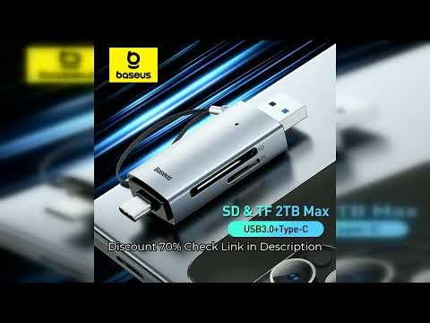Baseus Card Reader USB C & USB3.0 to SD Micro SD TF Memory Card Device 104MB/s 2TB Smart Cardreader