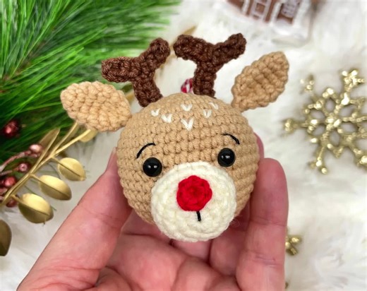 Crochet Reindeer Ornament Pattern, Christmas Reindeer Ornament Pattern, Amigurumi Reindeer Decoration Pattern, Christmas Bauble Pattern - Etsy